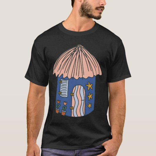 シュモクザメのカートゥーン風デザイン Tシャツ (正面)