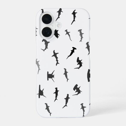 シュモクザメのモダン柄 iPhone 16ケース (裏面)