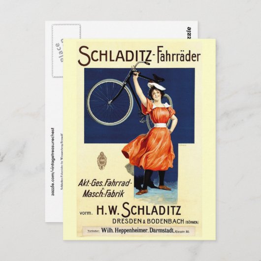 シュラディッツ・ファールダーヴィンテージ自転車ポスター ポストカード (正面/裏面)