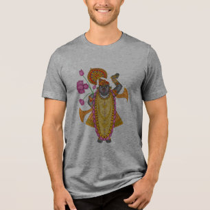 シュリーナート・ジーTシャツ - ナートドワラの神聖なクリシュナアート トライブレンドTシャツ