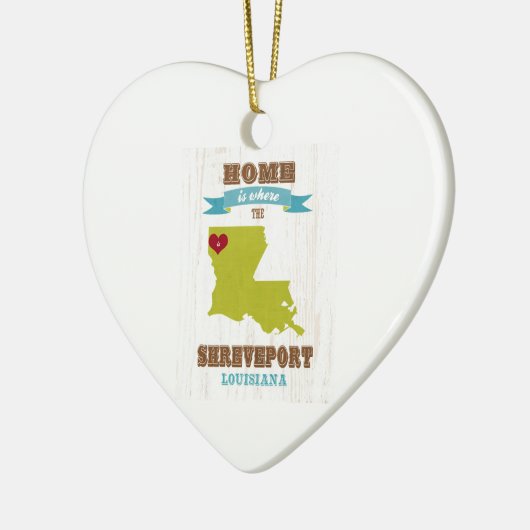 シュリーブポート、ルイジアナの地図-ところに聴取はです家 セラミックオーナメント (左)