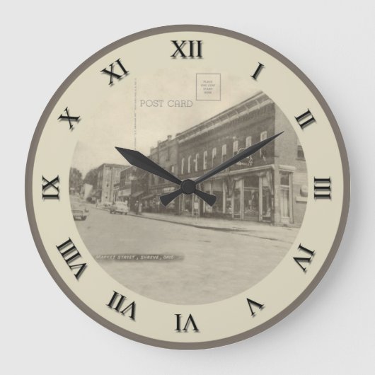 シュリーヴオハイオポストカードクロック – 市場通り ラージ壁時計 (正面)