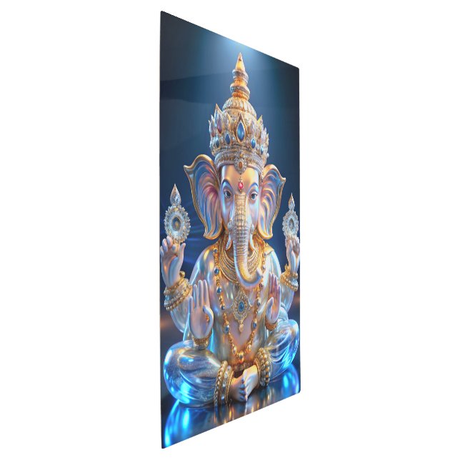シュリー・ガネシャ卿クリスタル&ダイヤモンド彫刻 メタルプリント (3/4)