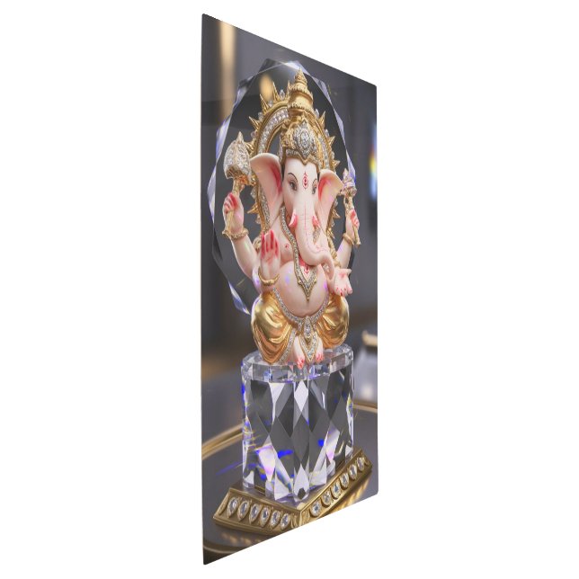 シュリー・ガネシャ卿クリスタル&ダイヤモンド彫刻 メタルプリント (3/4)