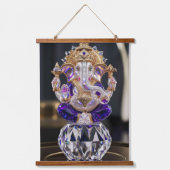 シュリー・ガネシャ卿クリスタル&ダイヤモンド彫刻 吊り下げ型タペストリー (正面3)