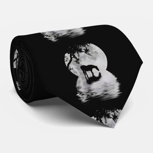 シュルユニークレアル馬の水と満月 ネクタイ (ロール)