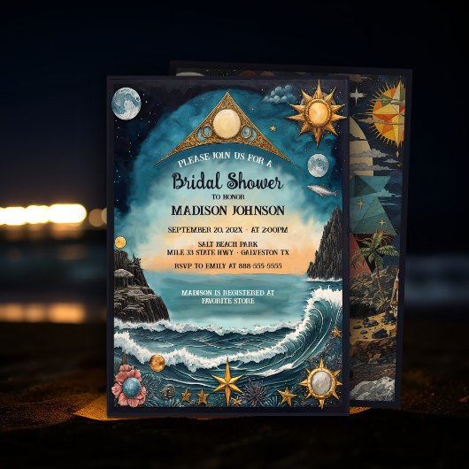 シュルレアルシアルシースケープミスティックブライダルシャワー 招待状