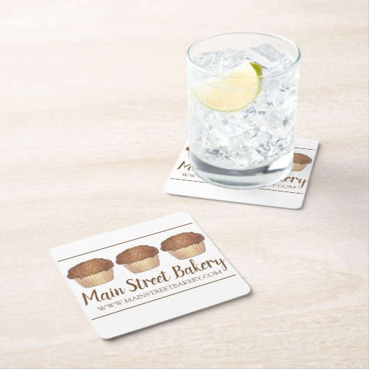シュルーセルクラムマフィン焼いたグッズベーカリーベイクショップ スクエアペーパーコースター (インサイチュ)