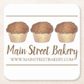 シュルーセルクラムマフィン焼いたグッズベーカリーベイクショップ スクエアペーパーコースター (正面)