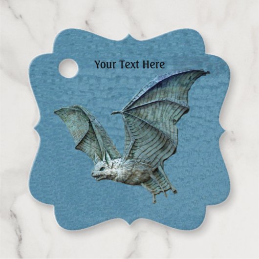 シュル飛んでいるレアルブルーこうもりとホワイト顔オンブルー フェイバータグ (正面)