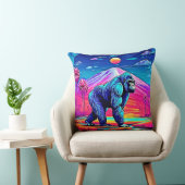 シュル鮮やかレアルなジャングルの中のネオン・ゴリラ クッション (椅子)