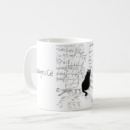 シュレおもしろいディンガーの猫が角に コーヒーマグカップ (正面左)