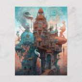 シュレアルお洒落フェアリータールハウスファンタジーアート ポストカード (正面)