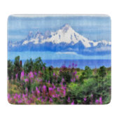 シュレアルアラスカン絵画ウィルダネス カッティングボード (正面)