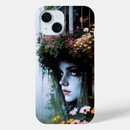 シュレアルアートウーマンズヘッドフローラ建物 iPhone 15ケース