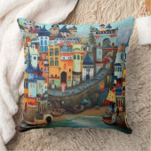 シュレアルアート抽象芸術小さな観光客の町ビーチ クッション (ブランケット)