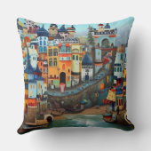 シュレアルアート抽象芸術小さな観光客の町ビーチ クッション (裏面)