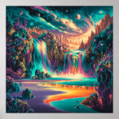 シュレアルウォーターフォールズカラフルイラストレーションスタイル ポスター (正面)