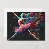 シュレアルカラースプラッシュ踊りバレリーナ ポストカード (正面/裏面)