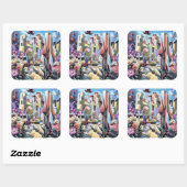 シュレアルガーデン – フローライラストレーションデザイン1 スクエアシール (シート)