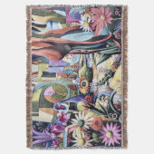 シュレアルガーデン – フローライラストレーションデザイン1 スローブランケット (正面縦)