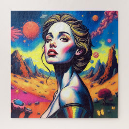 シュレアルコズミックウーマンポートレートジグソーパズル ジグソーパズル