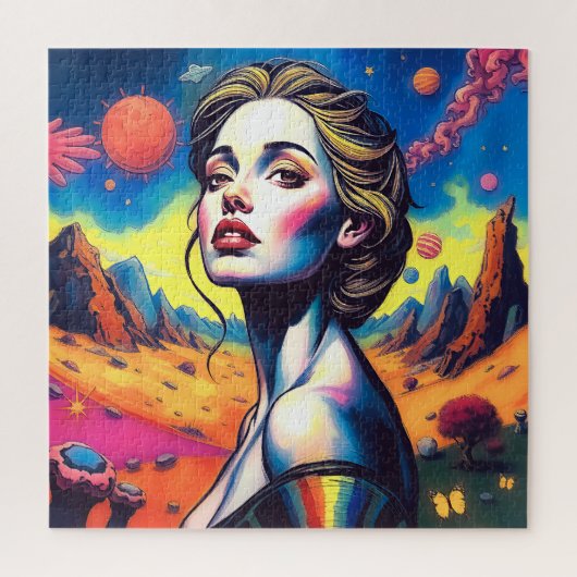 シュレアルコズミックウーマンポートレートジグソーパズル ジグソーパズル (縦)
