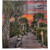 シュレアルサンセットビーチボードウォーク シャワーカーテン (正面)