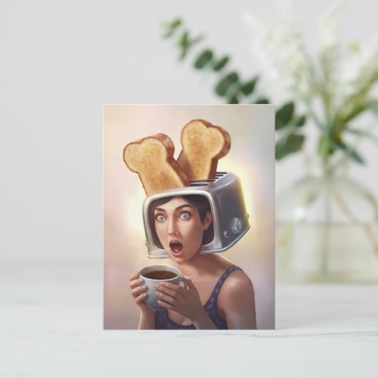 シュレアルトースターヘッドブレックファーストウーマン ポストカード (スタンド正面)
