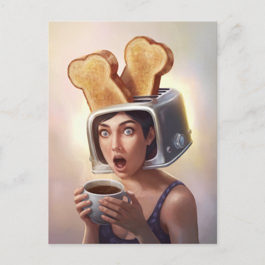 シュレアルトースターヘッドブレックファーストウーマン ポストカード (正面)