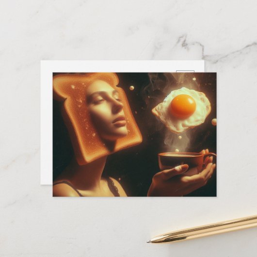 シュレアルトーストアンエッグブレックファーストウーマン ポストカード (正面/裏面インサイチュ)