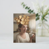 シュレアルトーストヘッドブレックファースト女性とコーヒー ポストカード (スタンド正面)