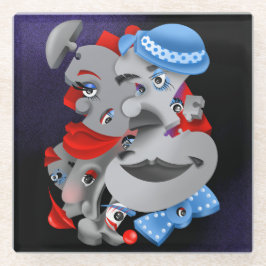 シュレアルパズル顔コースター ガラスコースター