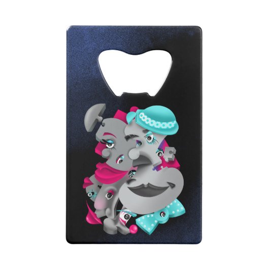 シュレアルパズル顔ボトルオープナー クレジットカード栓抜き (正面)