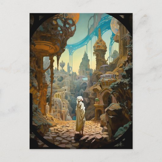 シュレアルファンタジーシティランドスケープアート ポストカード (正面)