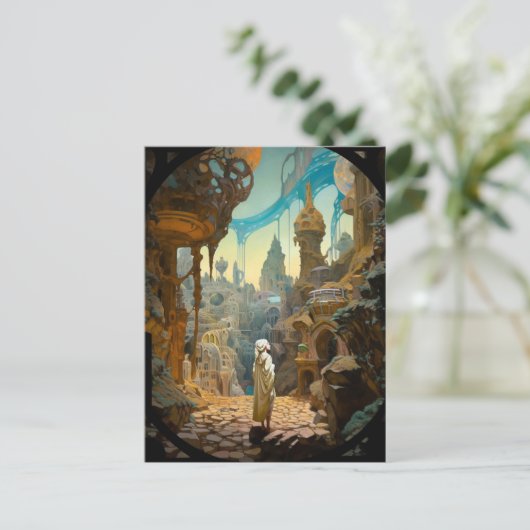 シュレアルファンタジーシティランドスケープアート ポストカード (スタンド正面)