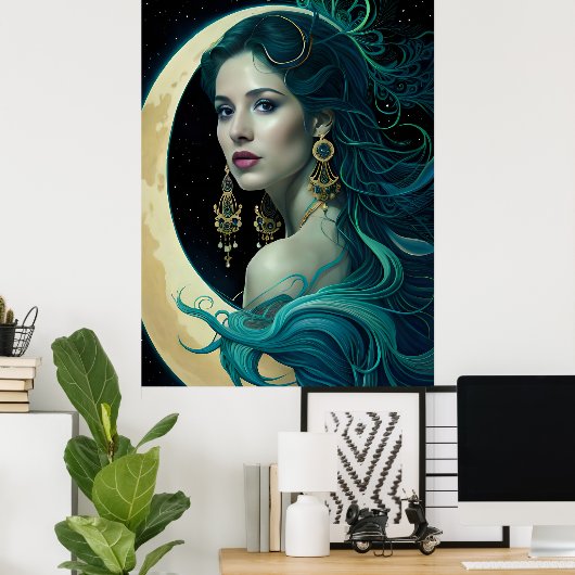 シュレアルファンタジーファンタスティックガールアートアイ ポスター (ホームオフィス)