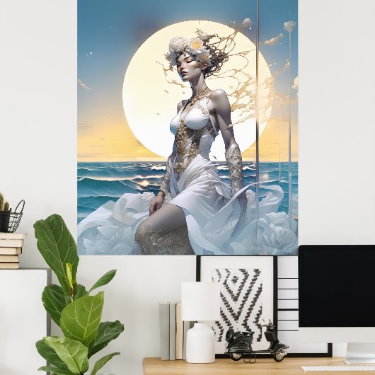 シュレアルファンタジーファンタスティックガールアートアイ ポスター (ホームオフィス)