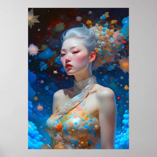 シュレアルファンタジーファンタスティックAsian Girl Art Ai ポスター (正面)
