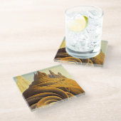 シュレアルマウンテンシティファンタジーアート ガラスコースター (アングル)