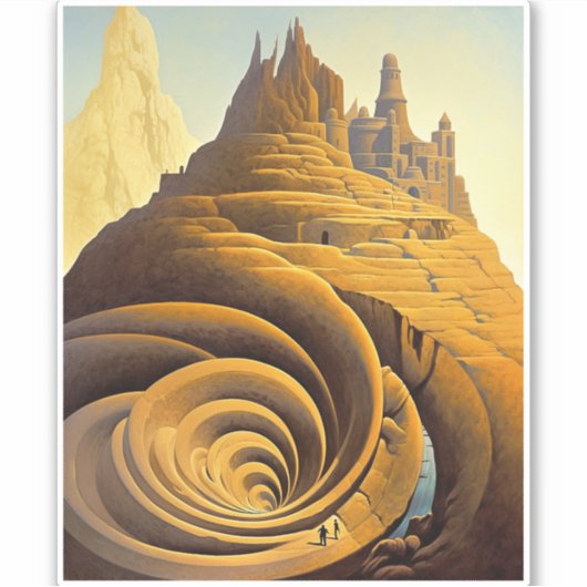 シュレアルマウンテンシティファンタジーアート シール (正面)