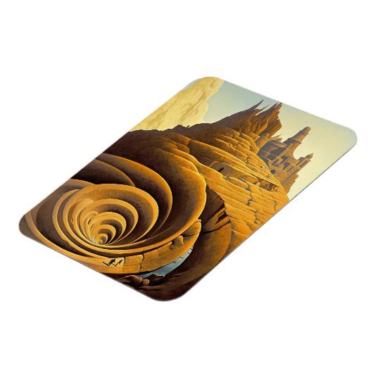 シュレアルマウンテンシティファンタジーアート マグネット (左側)