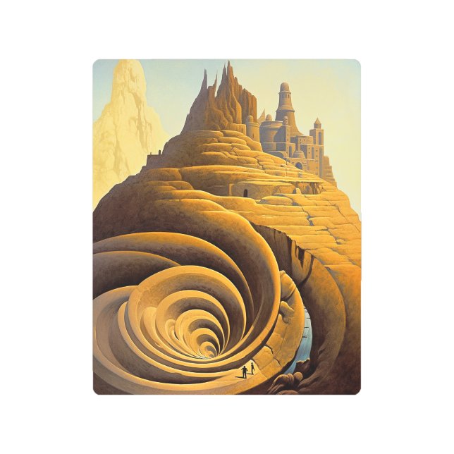 シュレアルマウンテンシティファンタジーアート メタルプリント (正面)