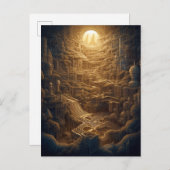 シュレアルミステリアスな街ファンタジーアート ポストカード (正面/裏面)