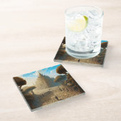 シュレアルメイズキャッスルランドスケープファンタジーアート ガラスコースター (アングル)