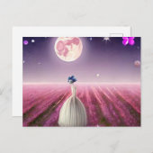 シュレアルヴィンテージピンクフィールドブライド&ムーン ポストカード (正面/裏面)