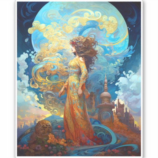 シュレアル女神クイーンファンタジーアート シール (正面)