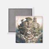 シュレアル幾何学都市景観ファンタジーアート マグネット (正面/裏面)