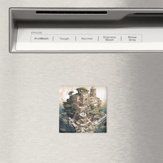 シュレアル幾何学都市景観ファンタジーアート マグネット (インサイチュ (食洗機))