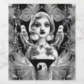 シュレアル抽象芸術ウーマン&バード ワインラベル (シングルラベル)